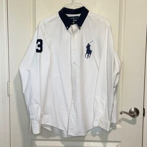 Ralph Lauren XLWhite Men's Shirt with Navy Accents
